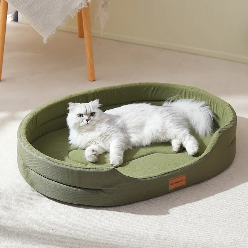Cama Mediana Grande Para Perros Gatos Suave Y Lavable Verde Musgo