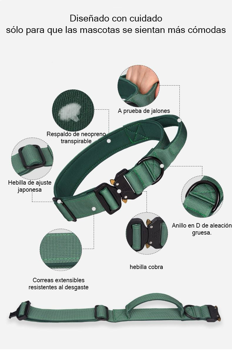 Collar Táctico Para Perro Ajustable Con Hebilla De Metal