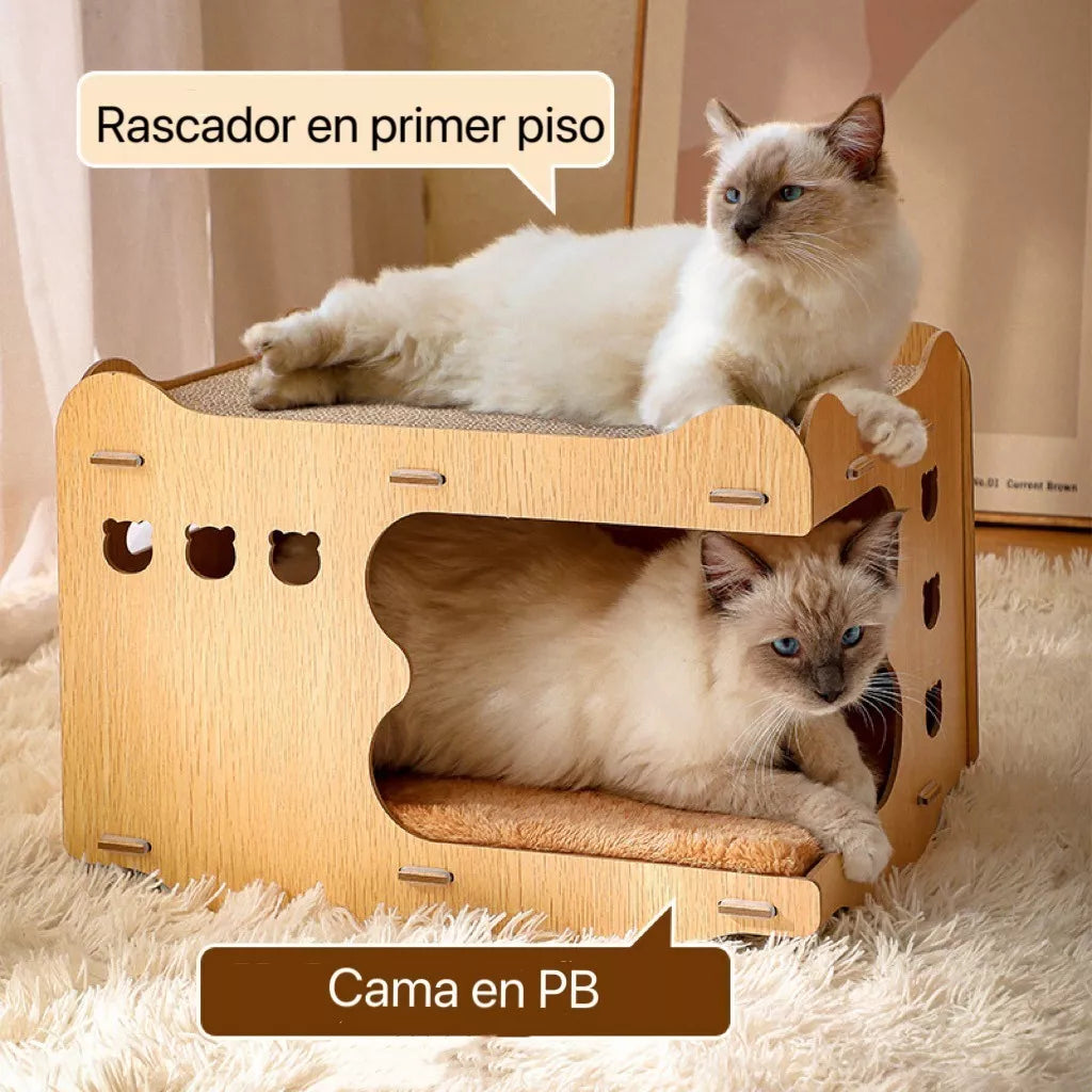 Cama Casita Rascador De Carton Corrugado