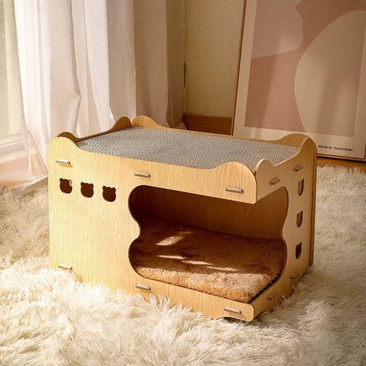 Cama Casita Rascador De Carton Corrugado