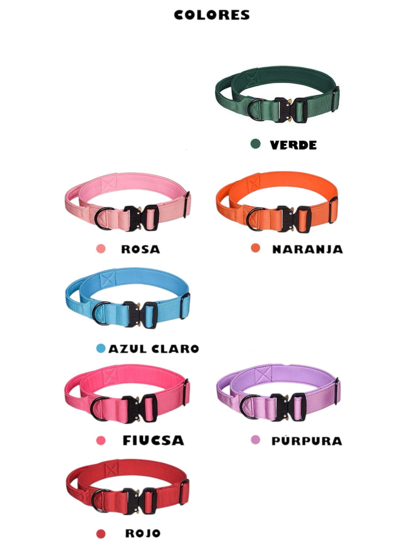 Collar Táctico Para Perro Ajustable Con Hebilla De Metal